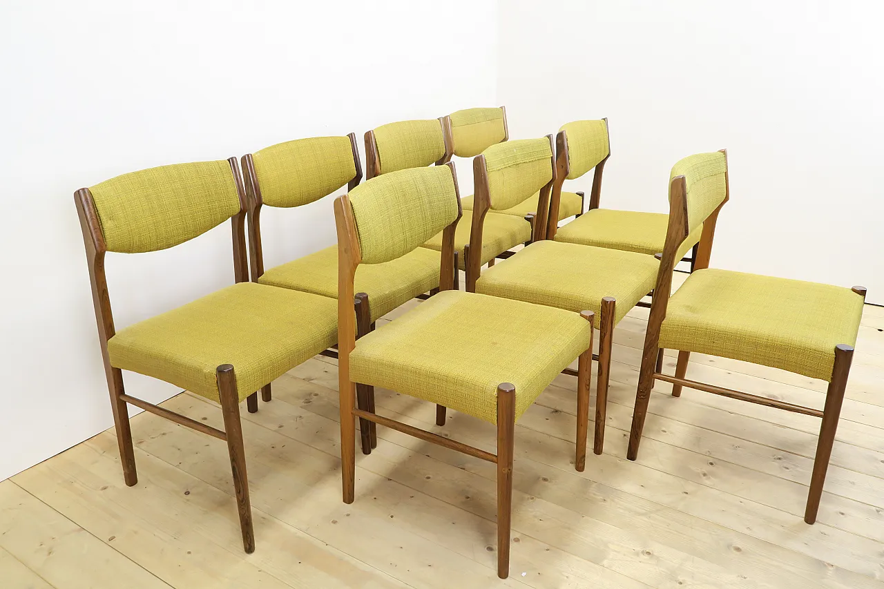 8 Rosewood chairs, including reupholstery, 1960s 3