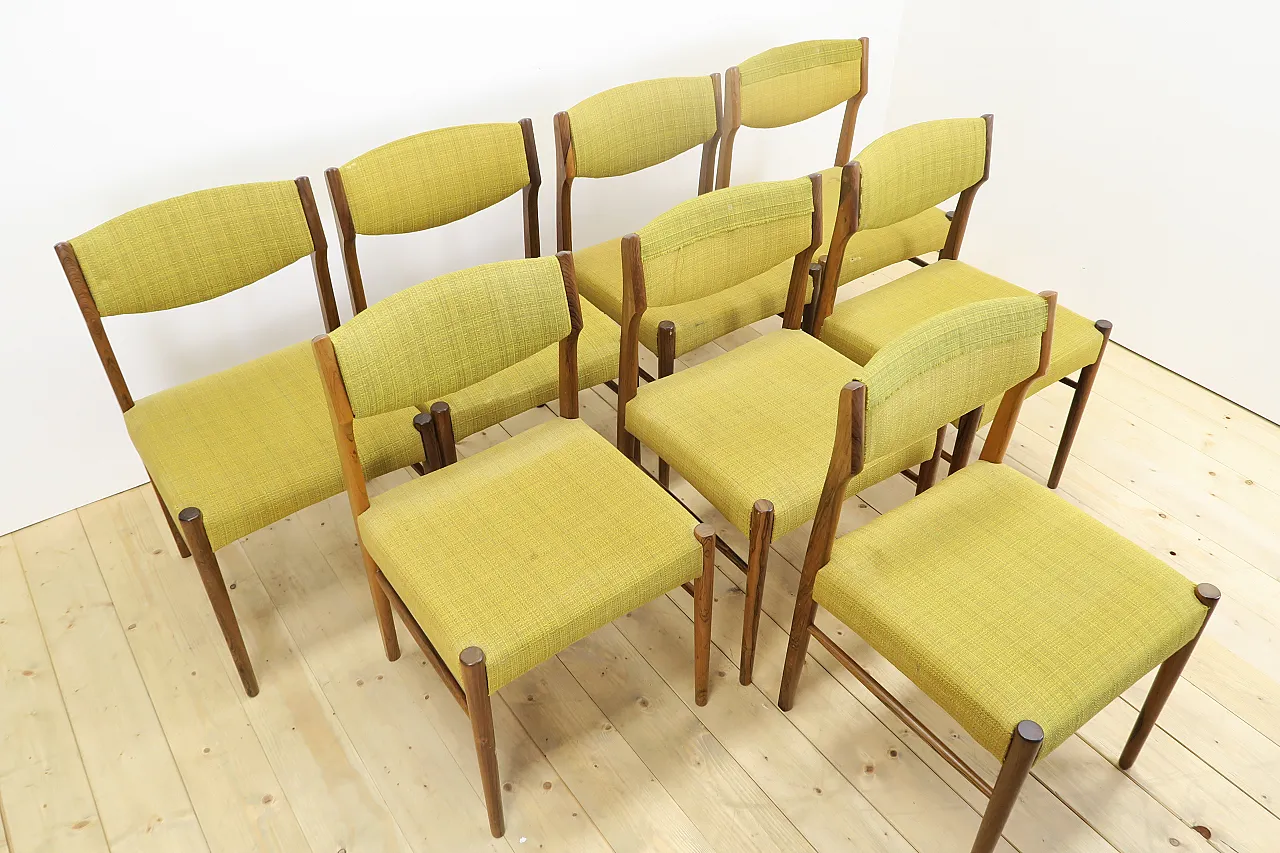 8 Rosewood chairs, including reupholstery, 1960s 4