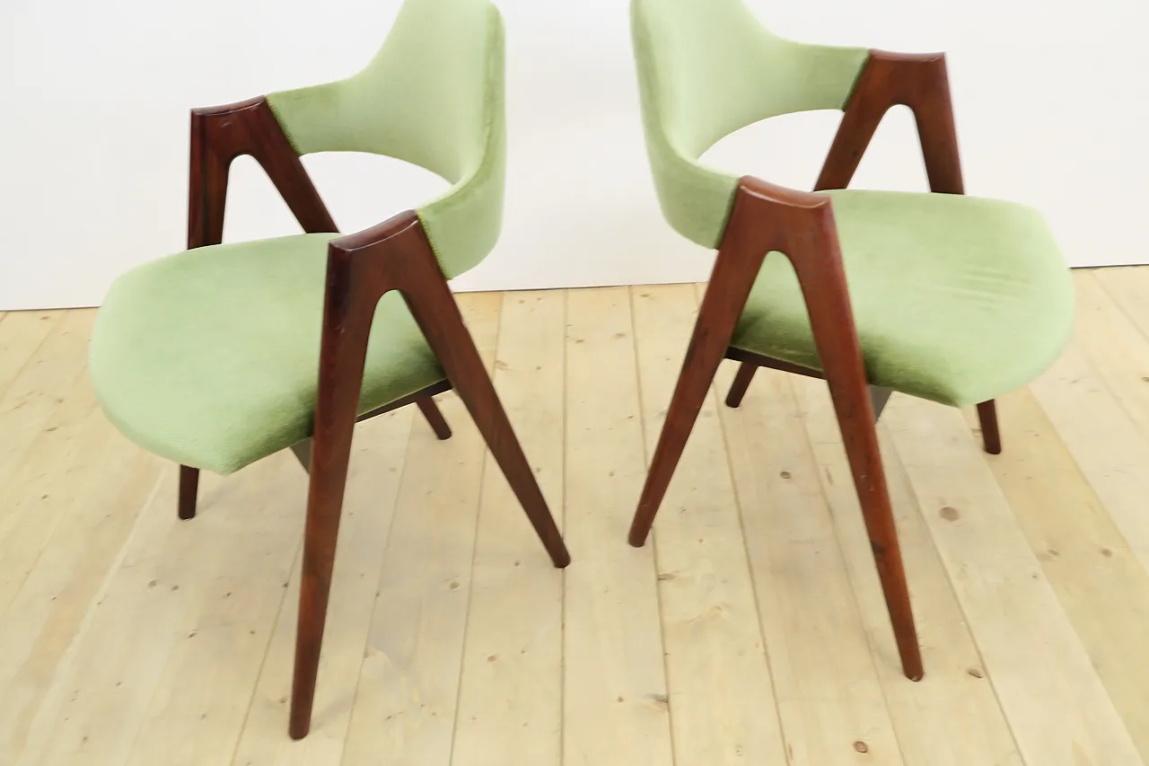6 Compass chairs by Kai Kristiansen, reupholstered, 1960s 8