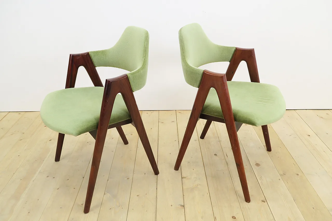 6 Compass chairs by Kai Kristiansen, reupholstered, 1960s 9