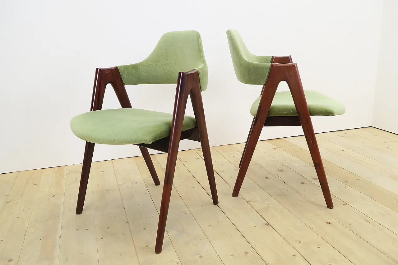 6 Compass chairs by Kai Kristiansen, reupholstered, 1960s 10