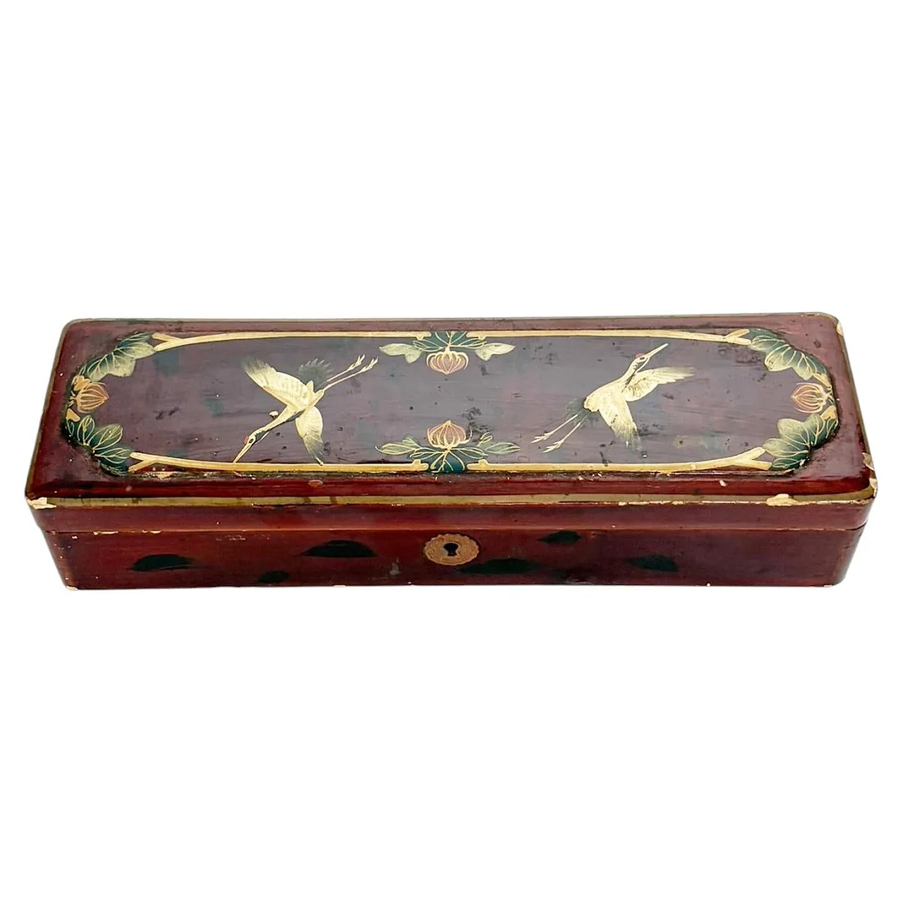 Scatola laccata con decorazione raffigurante un uccello, '800 1