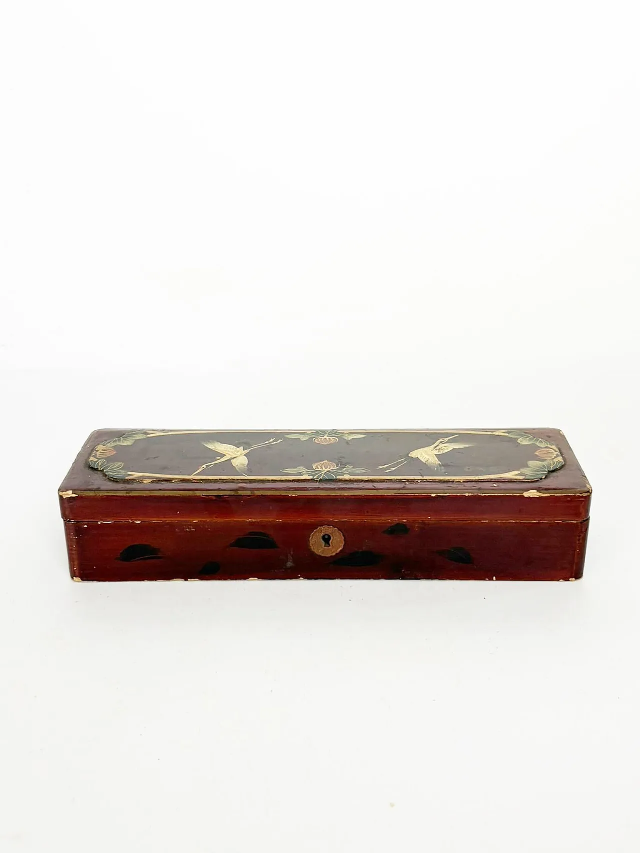 Scatola laccata con decorazione raffigurante un uccello, '800 2