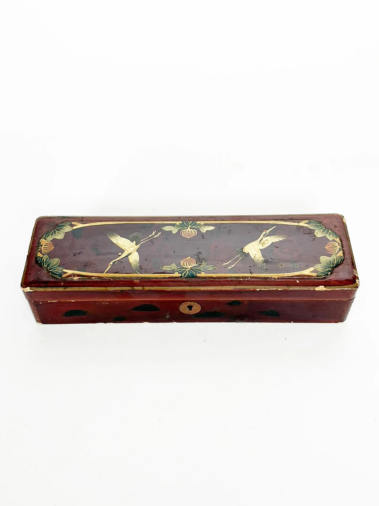Scatola laccata con decorazione raffigurante un uccello, '800 3
