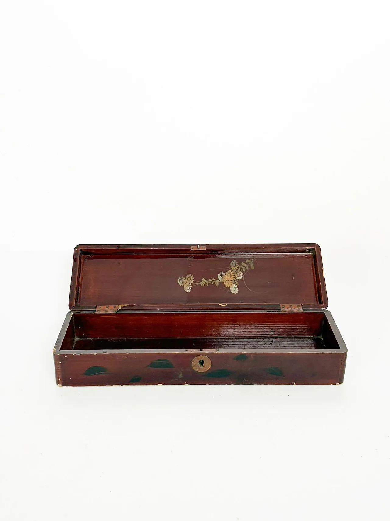 Scatola laccata con decorazione raffigurante un uccello, '800 5