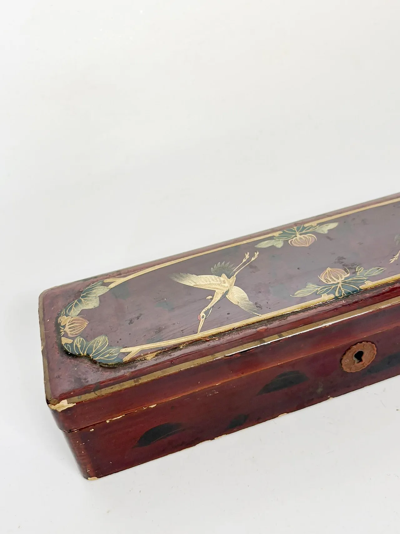 Scatola laccata con decorazione raffigurante un uccello, '800 6