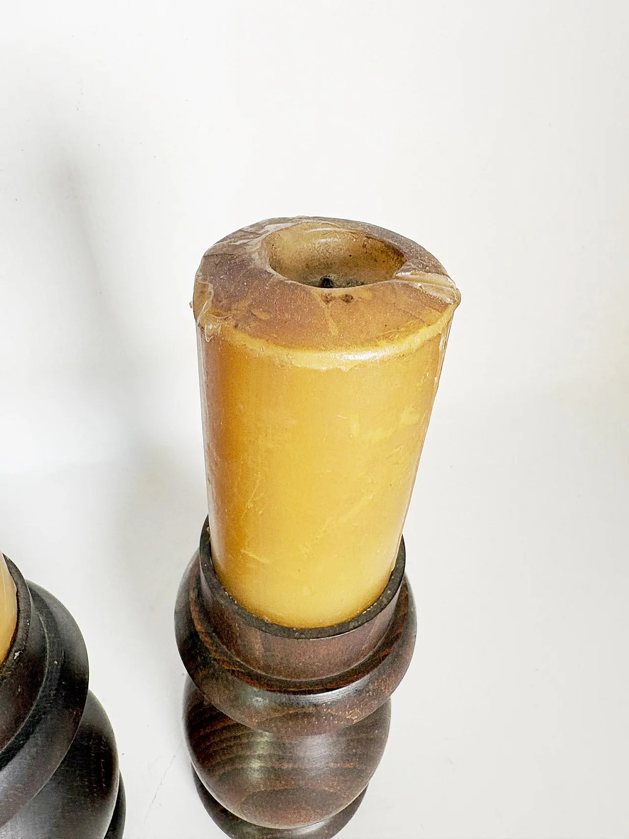 Coppia di candelieri in legno marrone, '900 6