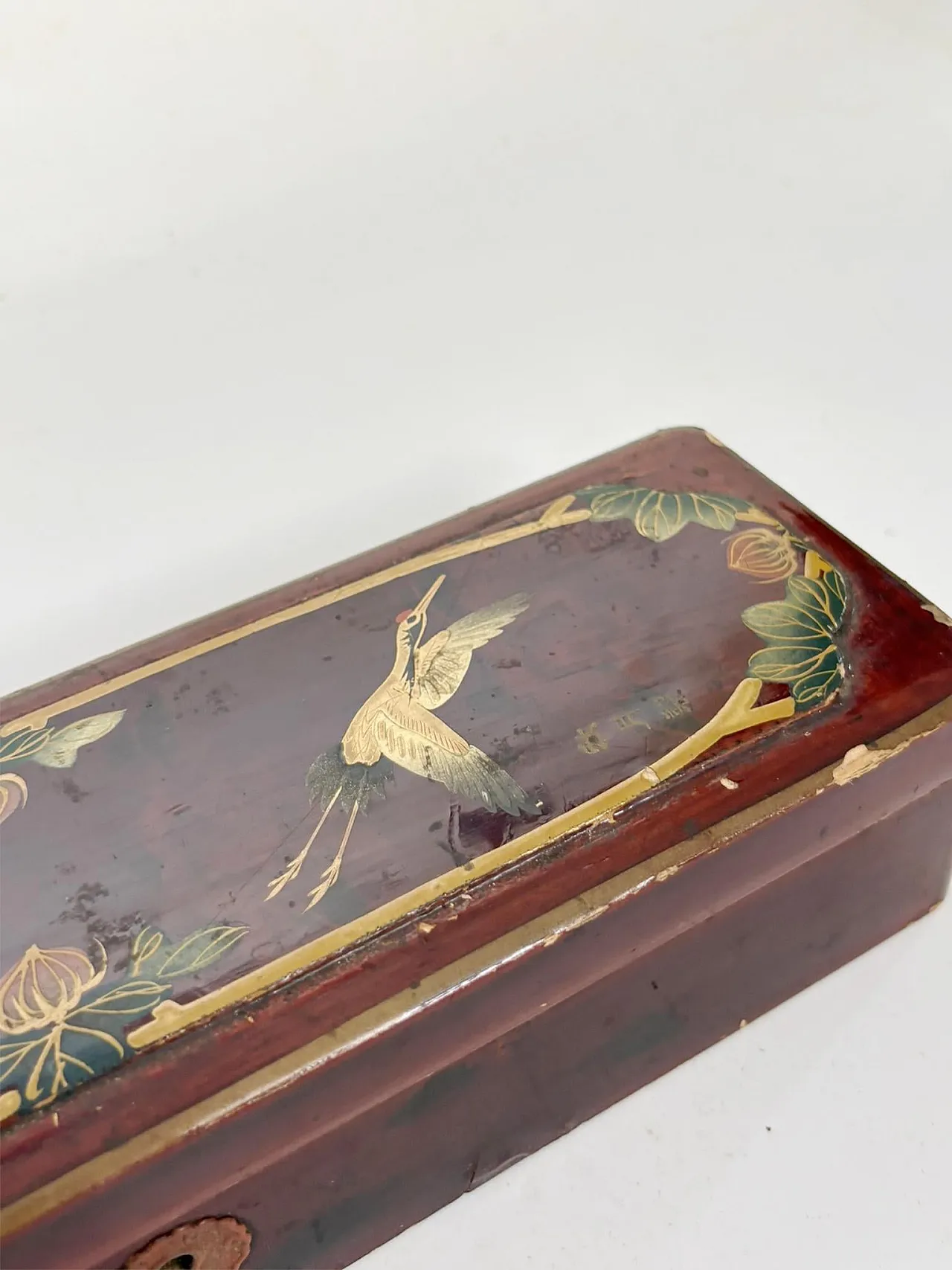 Scatola laccata con decorazione raffigurante un uccello, '800 7