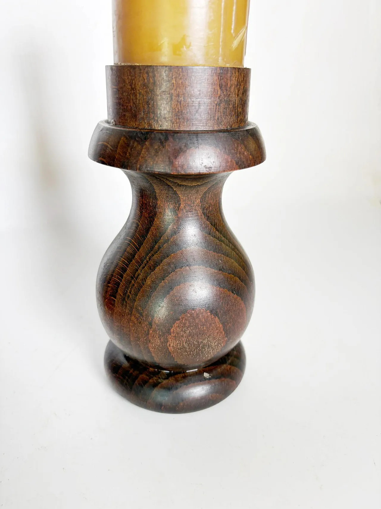 Coppia di candelieri in legno marrone, '900 7