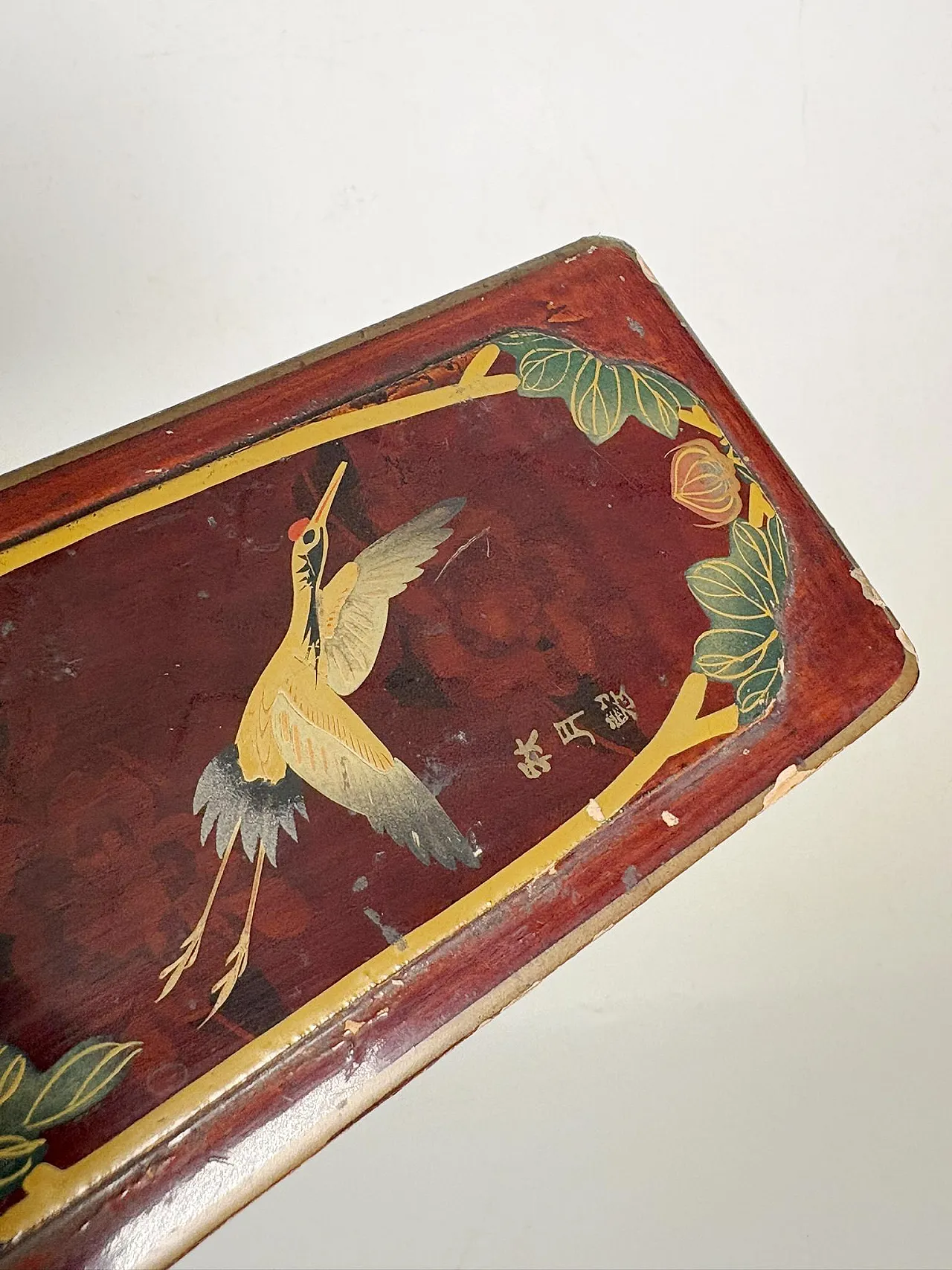 Scatola laccata con decorazione raffigurante un uccello, '800 9