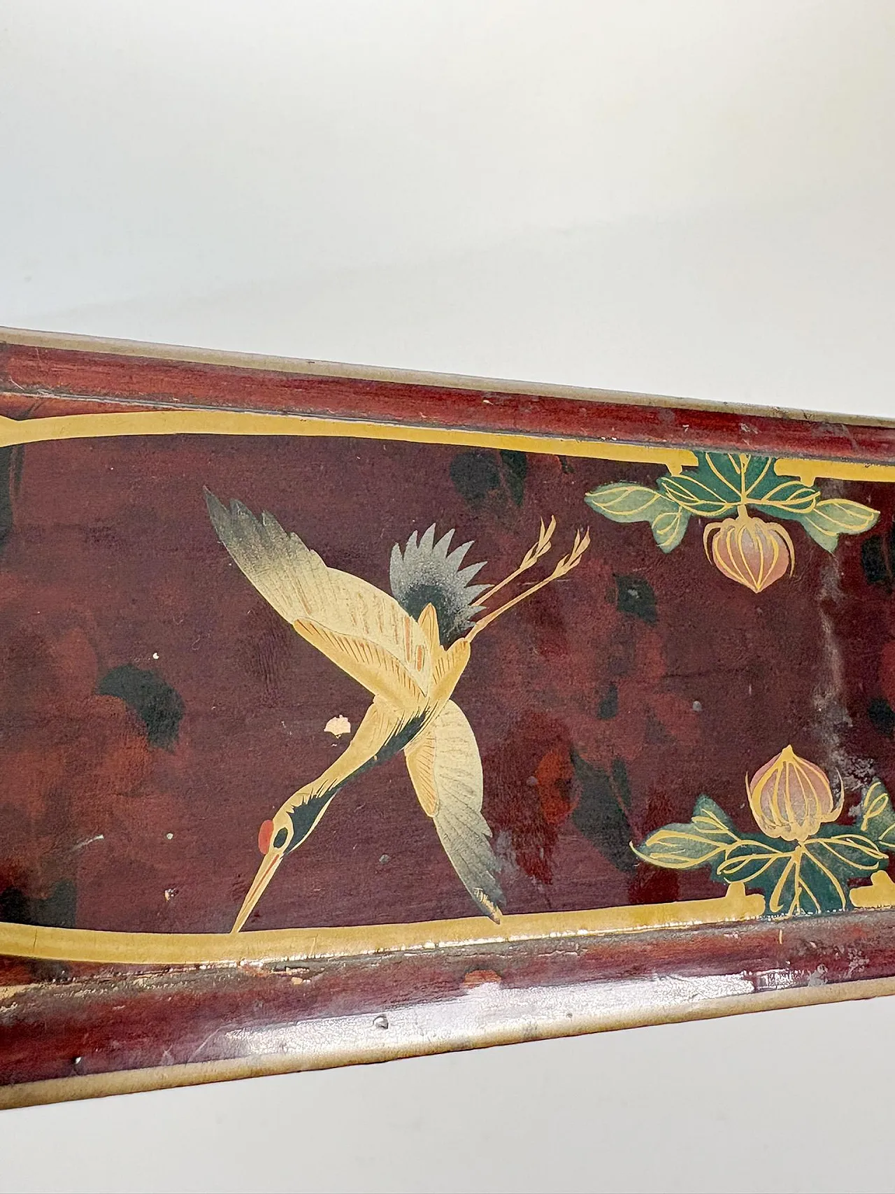 Scatola laccata con decorazione raffigurante un uccello, '800 14