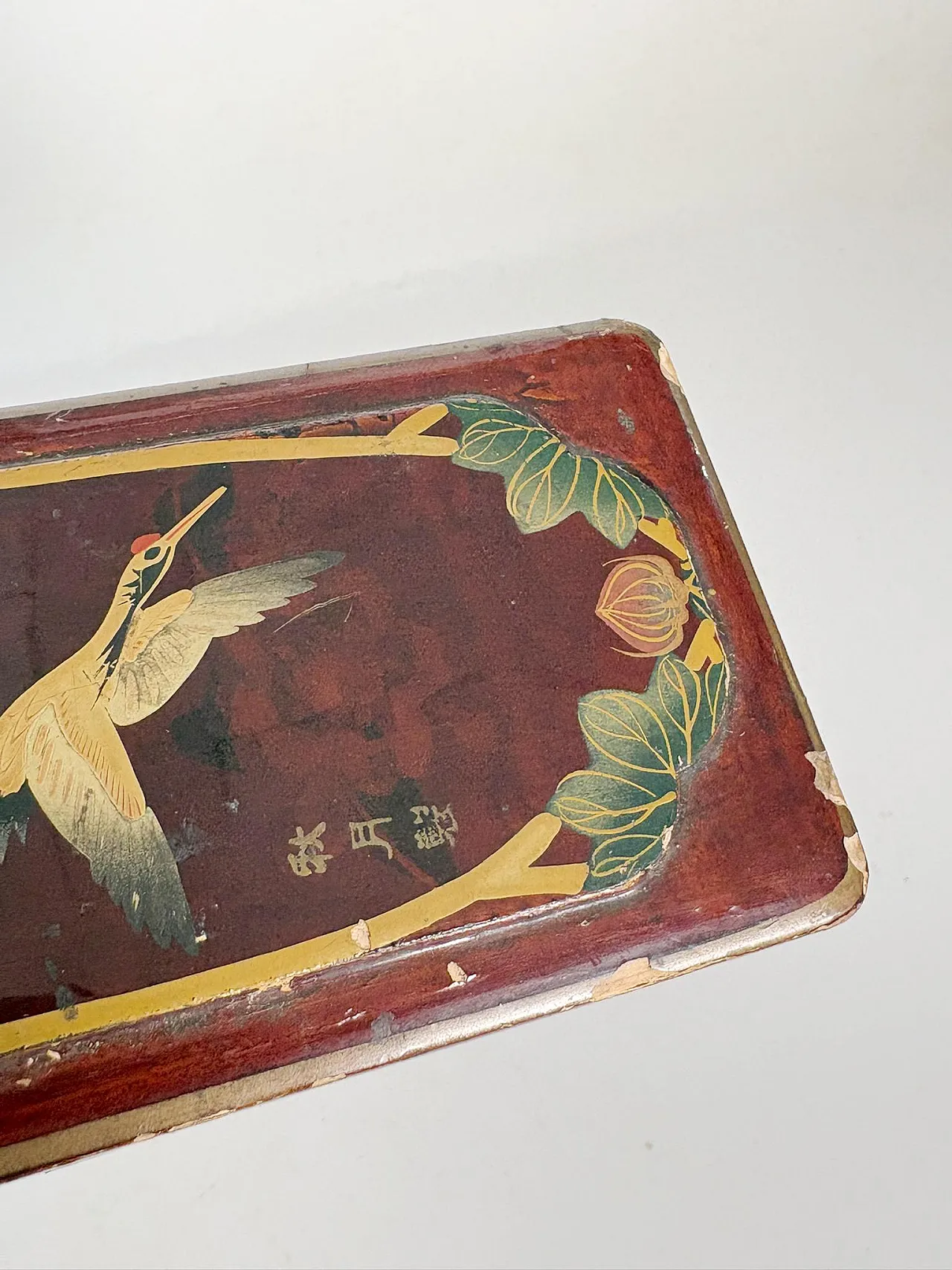 Scatola laccata con decorazione raffigurante un uccello, '800 15