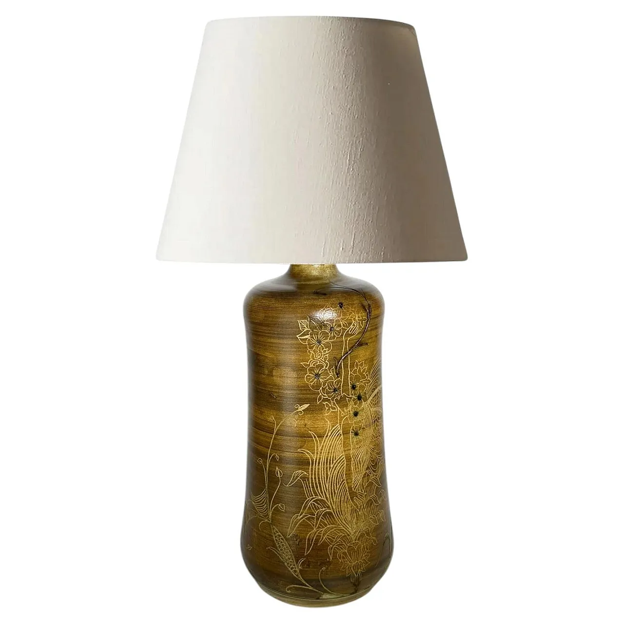Base per lampada da tavolo in ceramica marrone, anni ’60 1