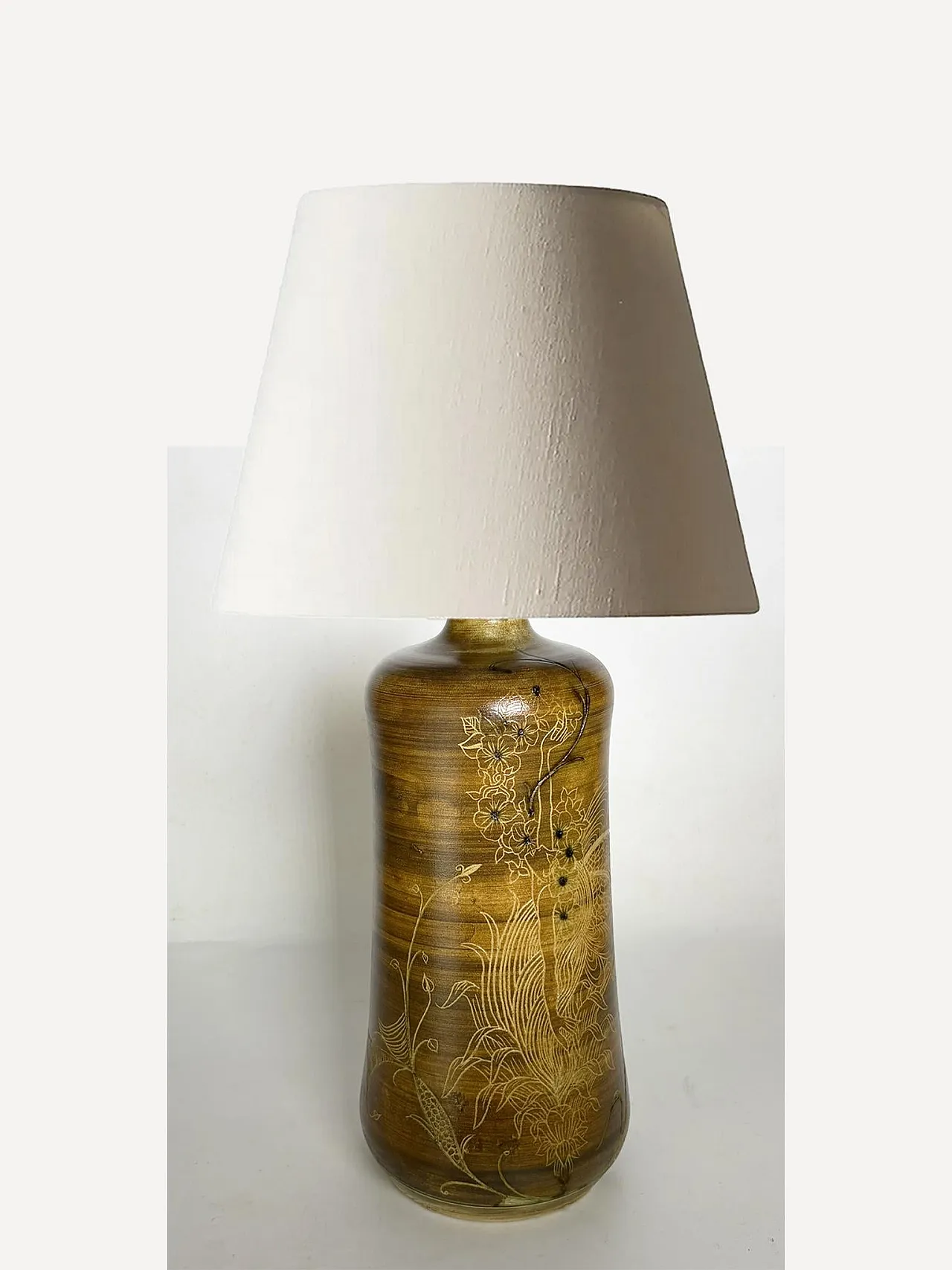 Base per lampada da tavolo in ceramica marrone, anni ’60 2