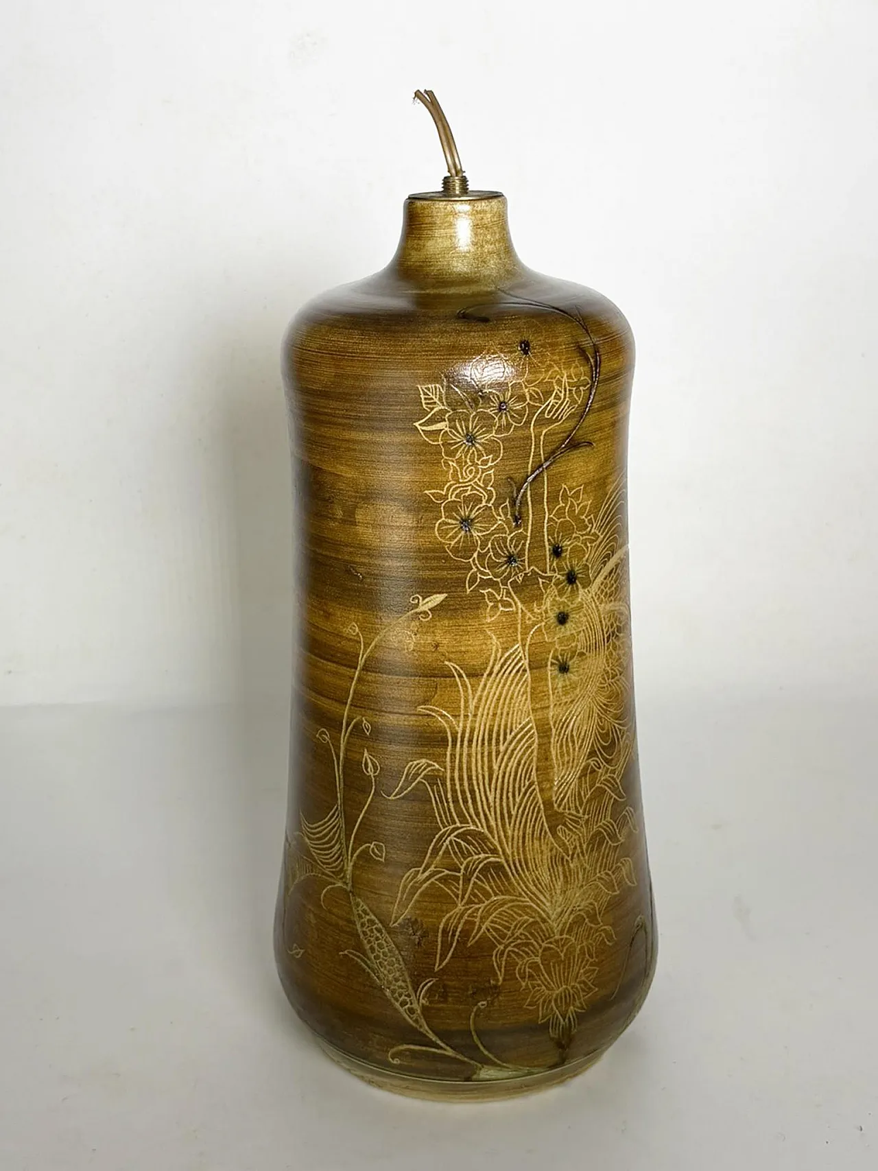 Base per lampada da tavolo in ceramica marrone, anni ’60 3