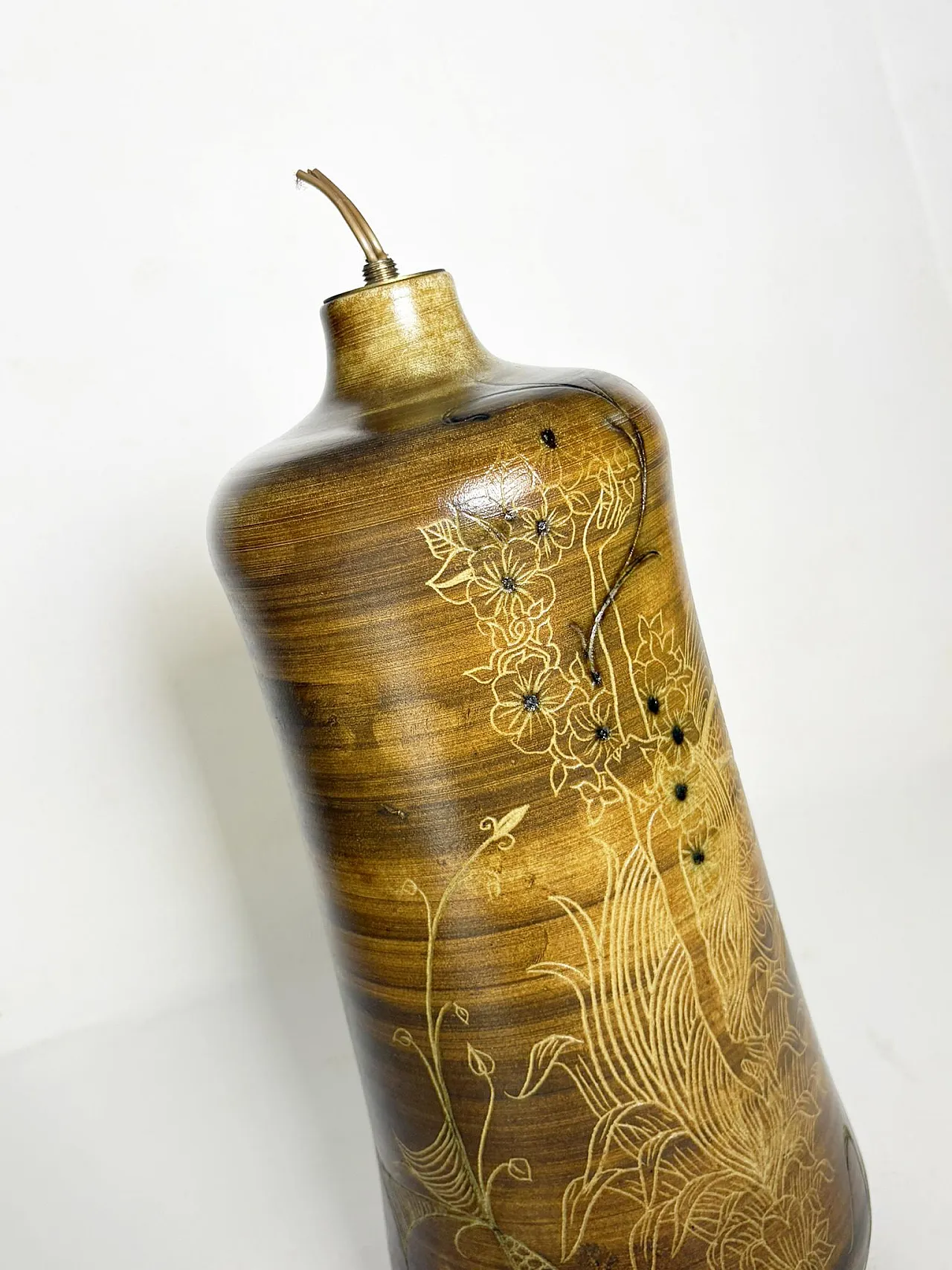 Base per lampada da tavolo in ceramica marrone, anni ’60 4