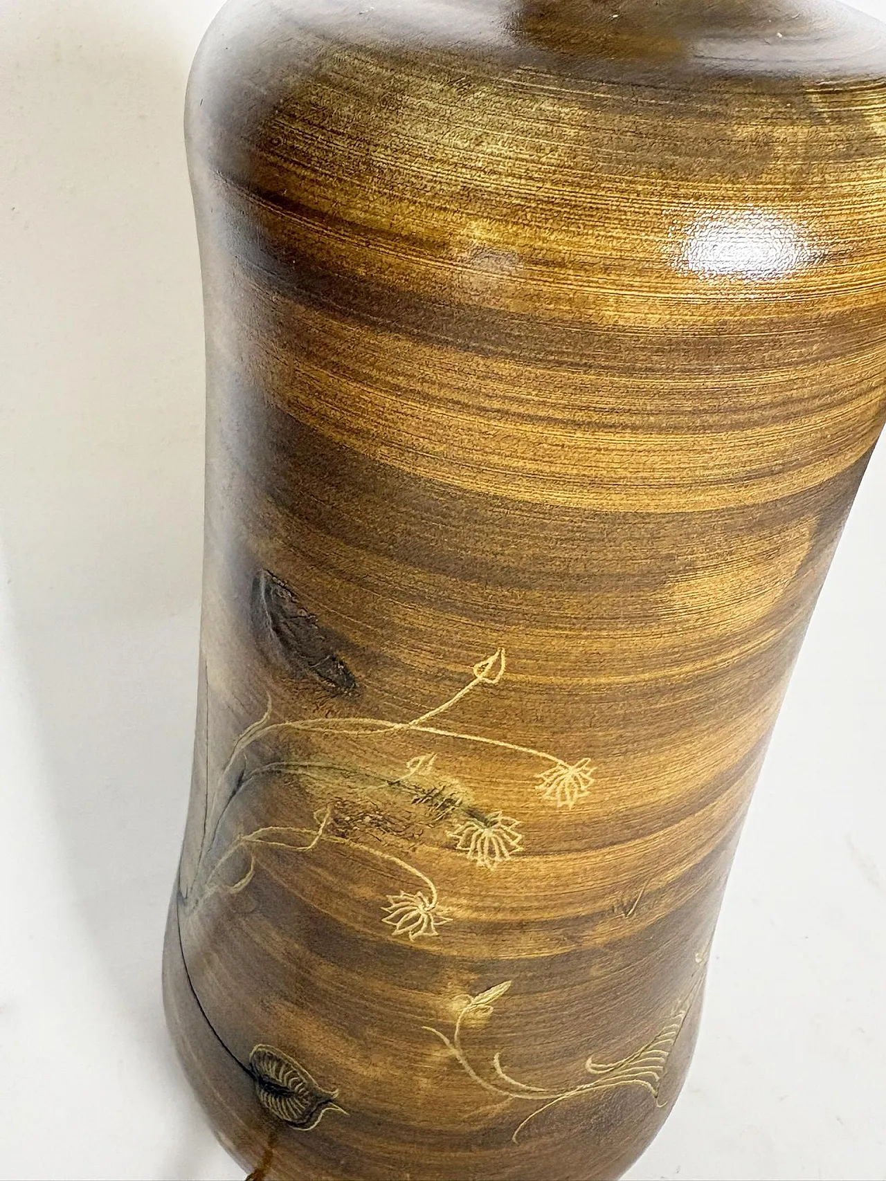 Base per lampada da tavolo in ceramica marrone, anni ’60 6