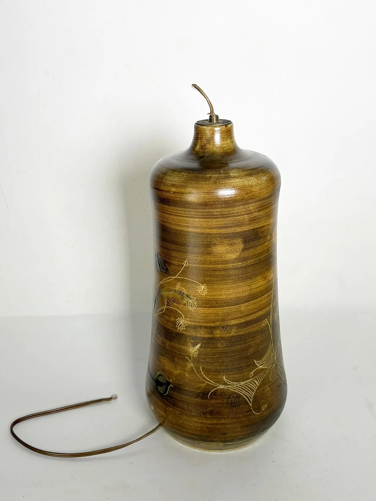 Base per lampada da tavolo in ceramica marrone, anni ’60 7