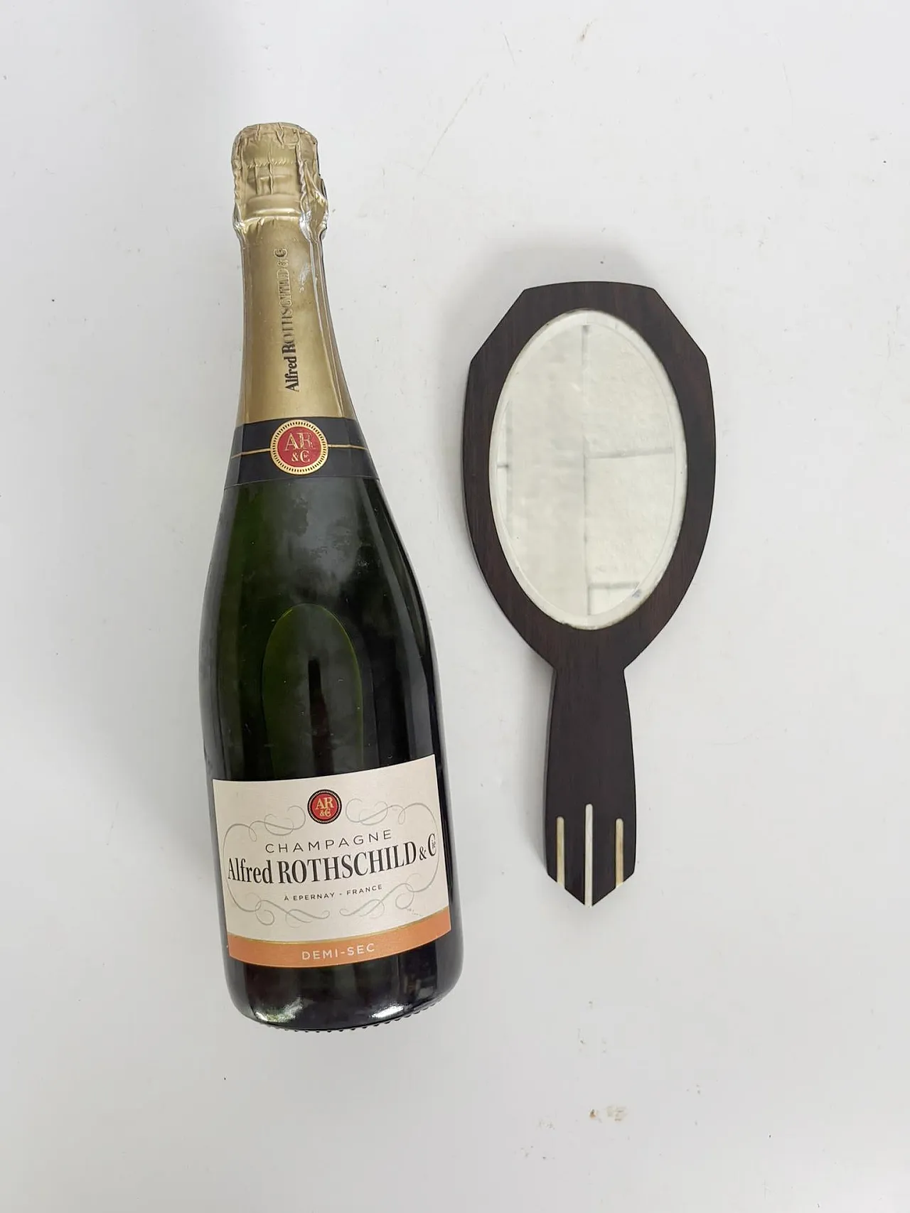 Specchio da mano in stile Art Déco con intarsi in bachelite, anni ’30 5