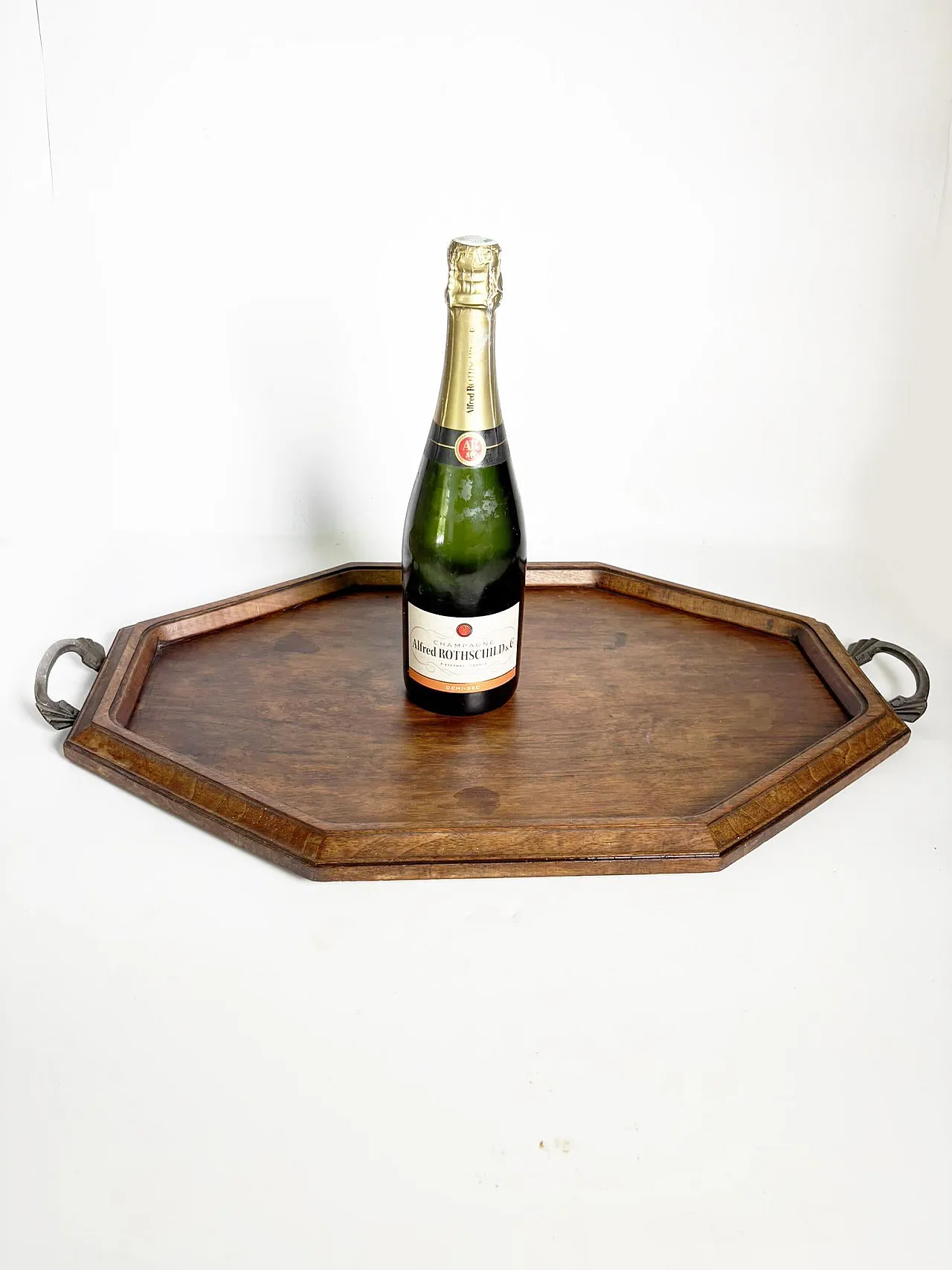 Wooden and metal tray, 20th century 3