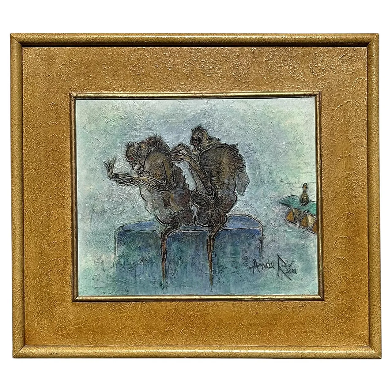 Dipinto raffigurante delle scimmie, olio su tela, '900 1
