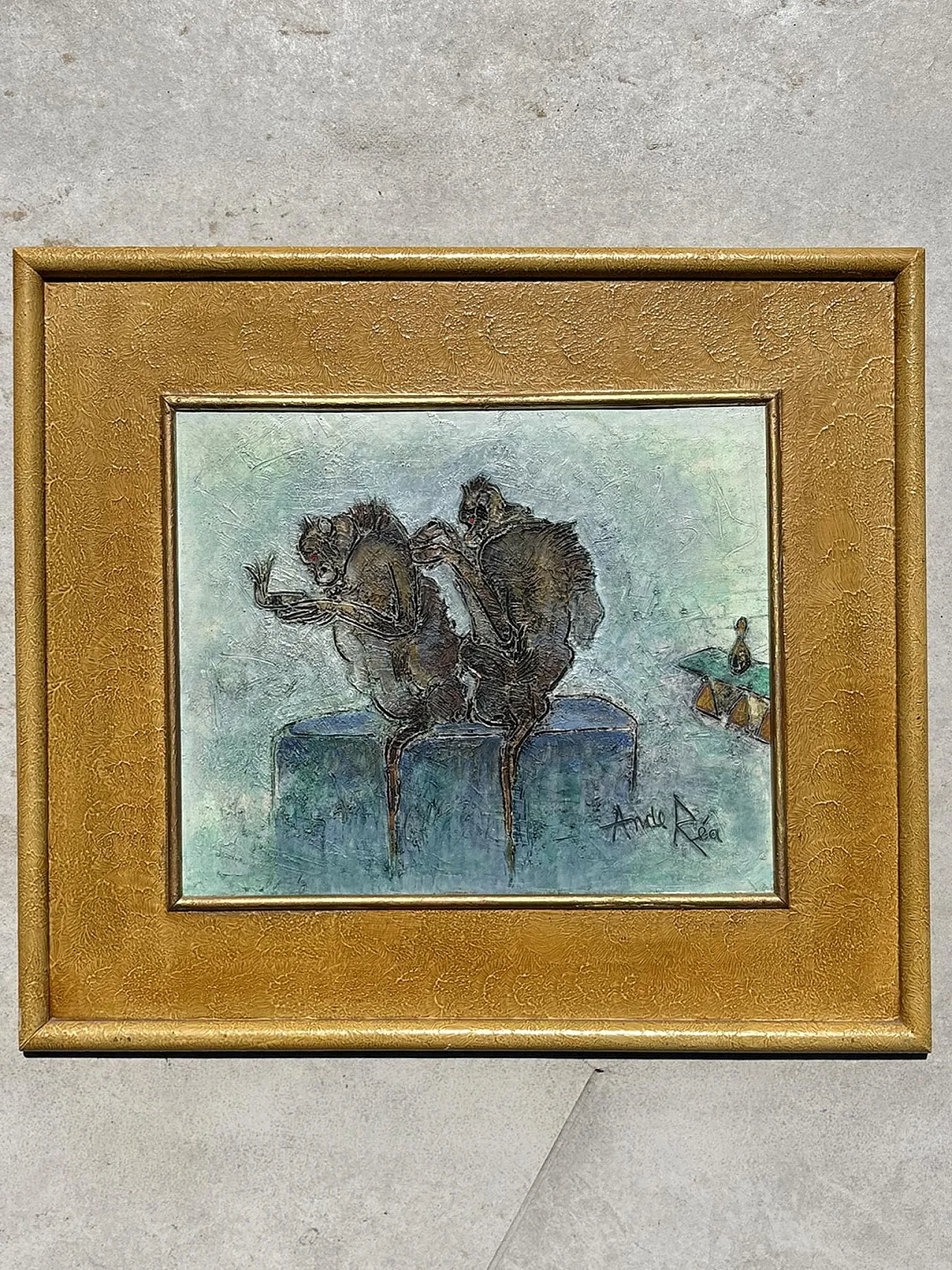 Dipinto raffigurante delle scimmie, olio su tela, '900 2