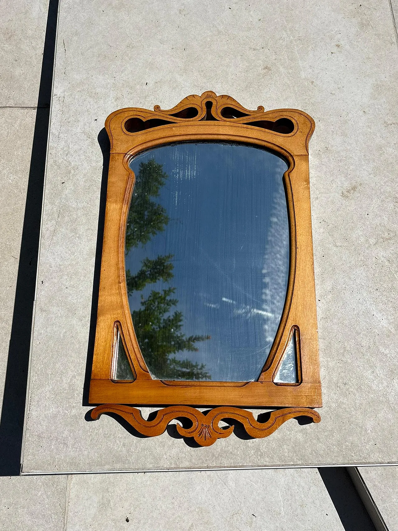 Specchio da tavolo in legno beige, anni '20 2