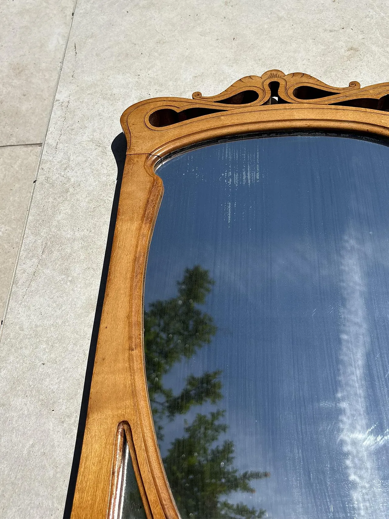 Specchio da tavolo in legno beige, anni '20 4