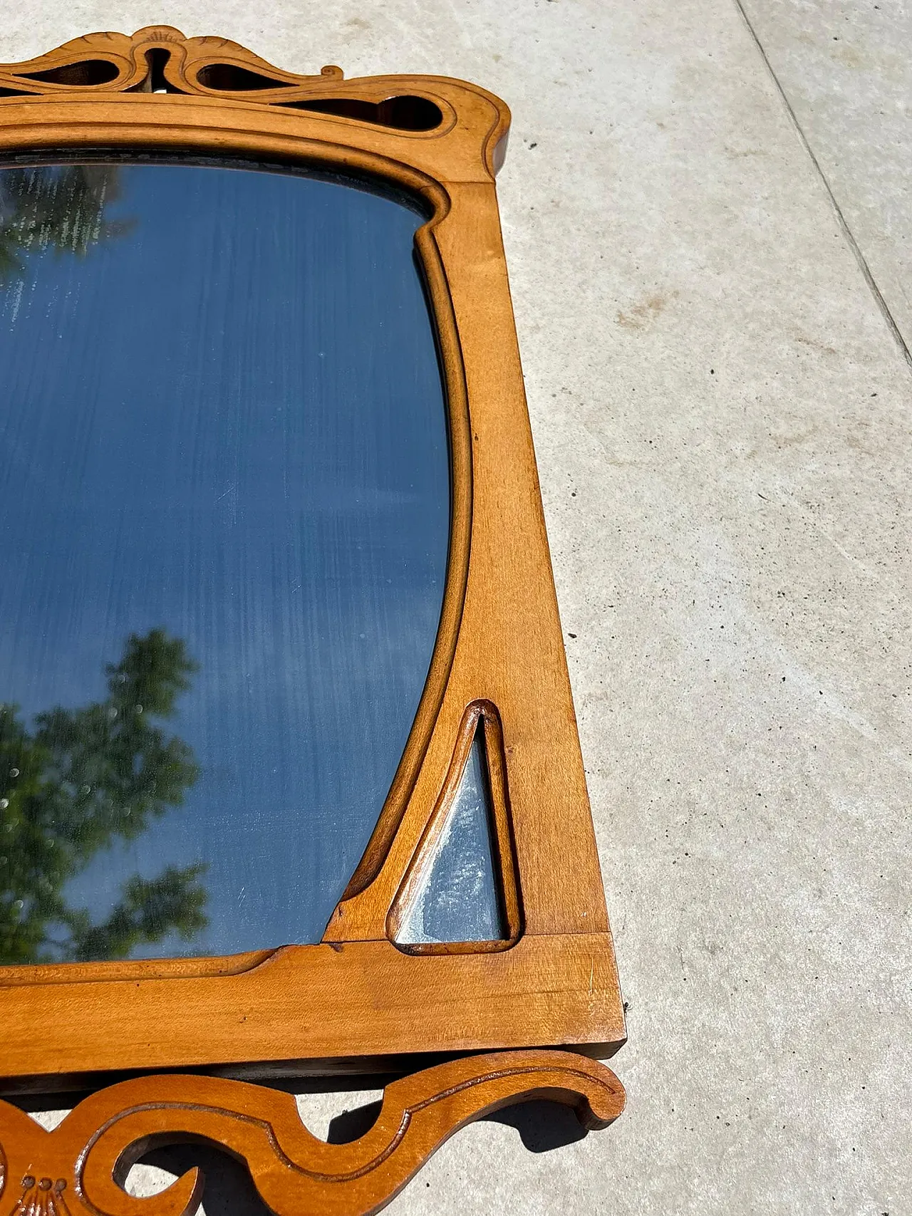 Specchio da tavolo in legno beige, anni '20 5