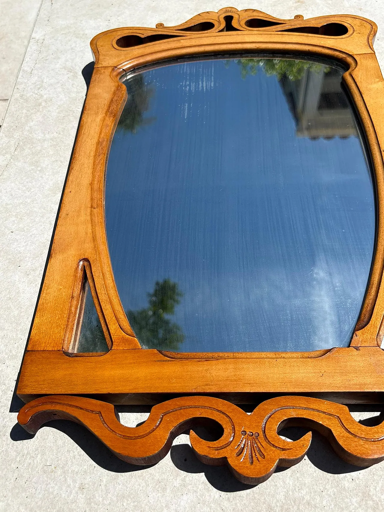 Specchio da tavolo in legno beige, anni '20 6