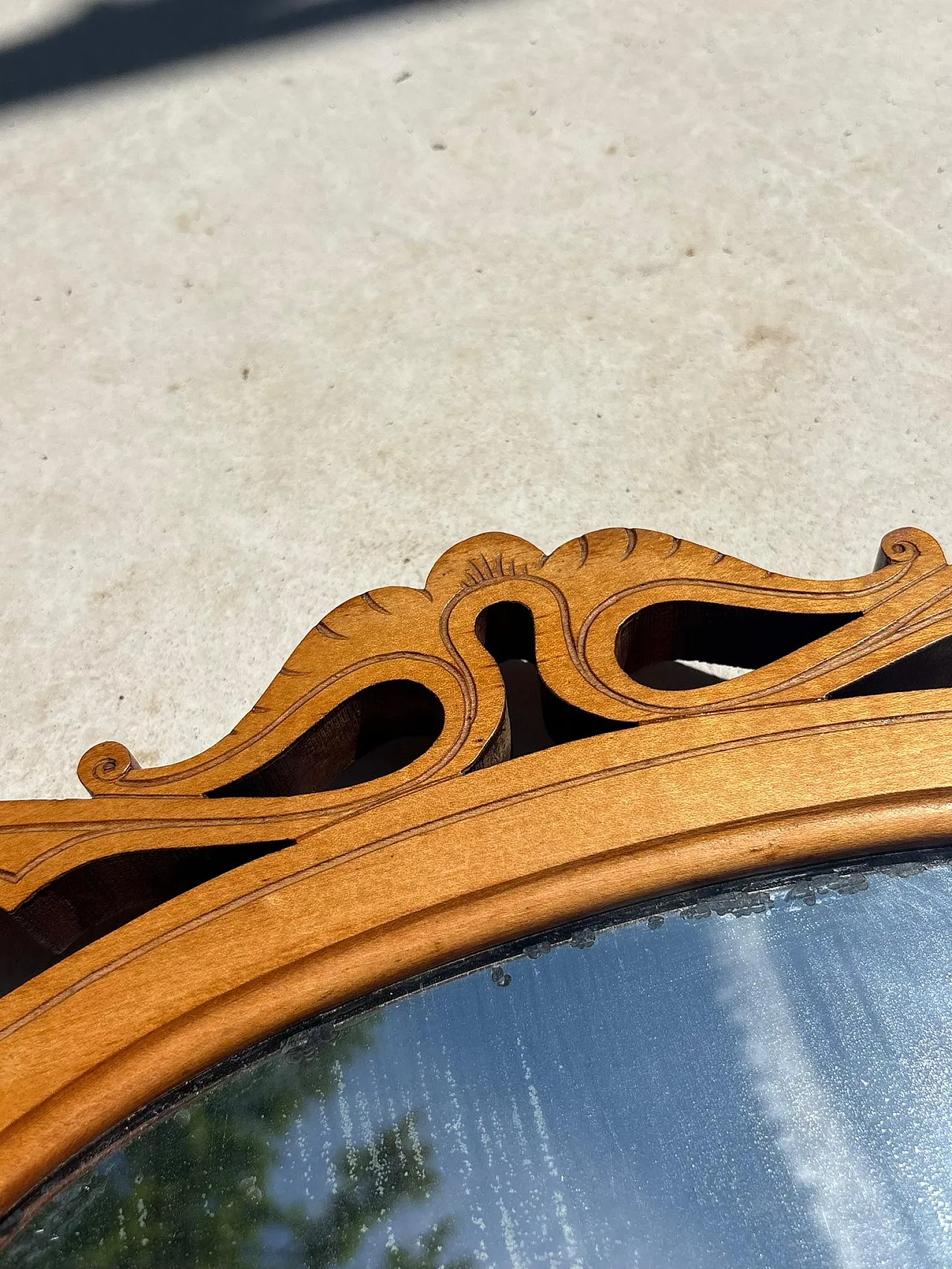 Specchio da tavolo in legno beige, anni '20 7