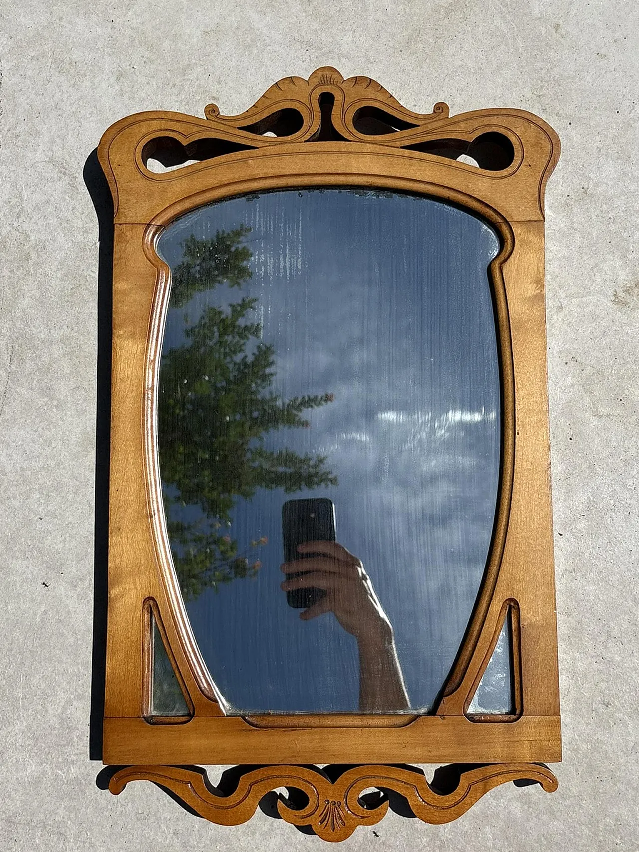 Specchio da tavolo in legno beige, anni '20 8