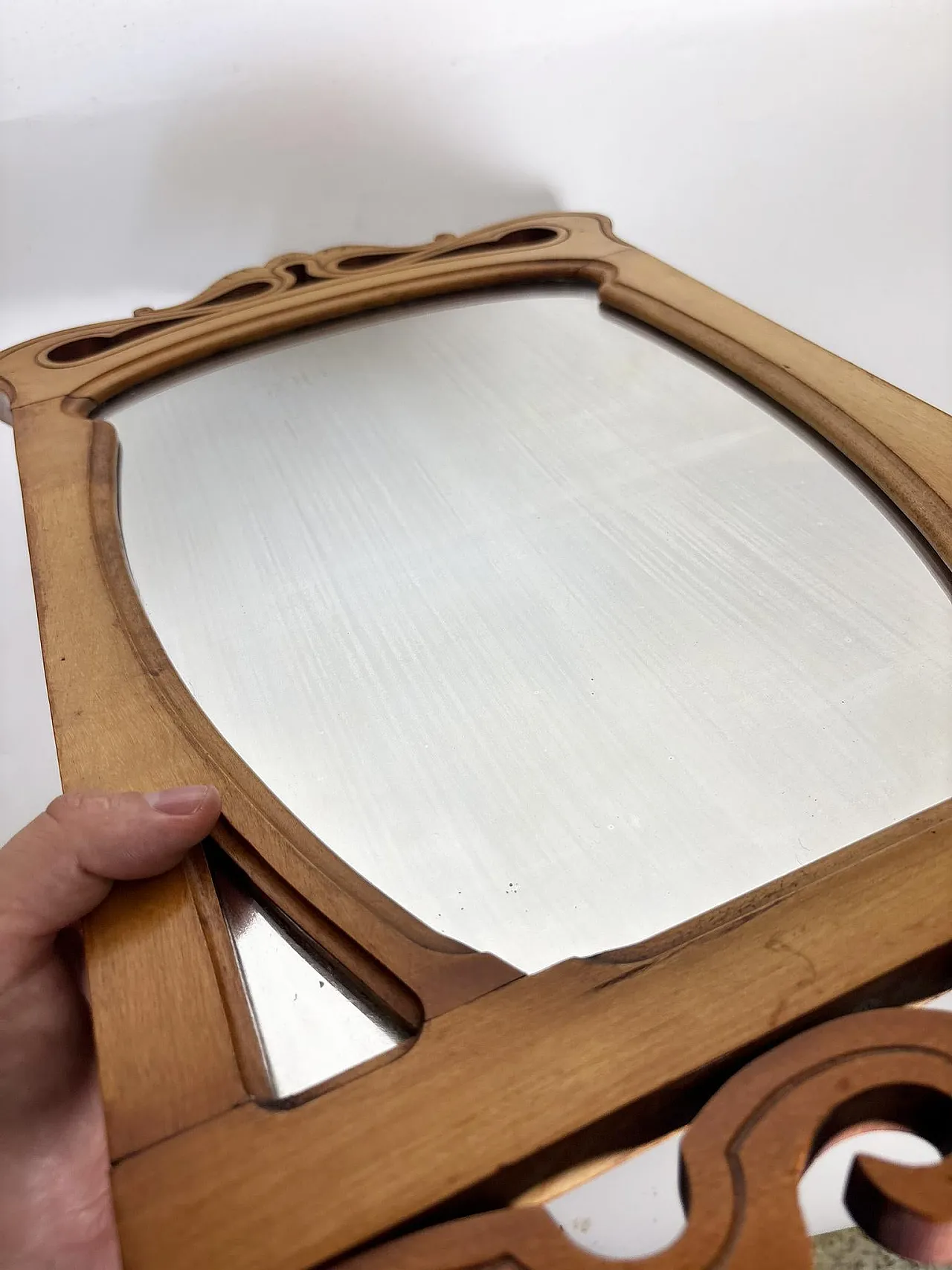 Specchio da tavolo in legno beige, anni '20 9