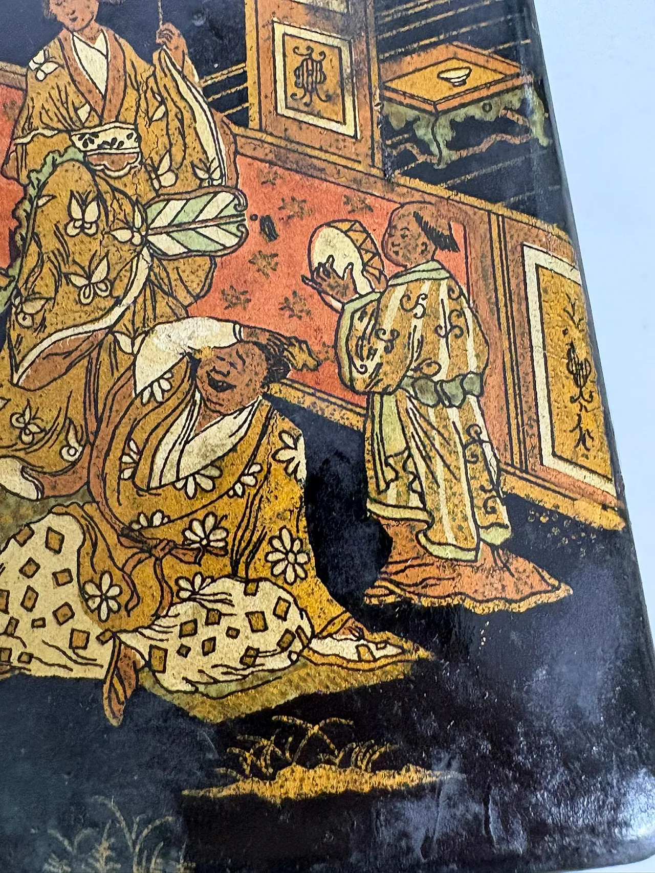 Scatola in cartapesta con decorazioni dipinte a mano, '800 10