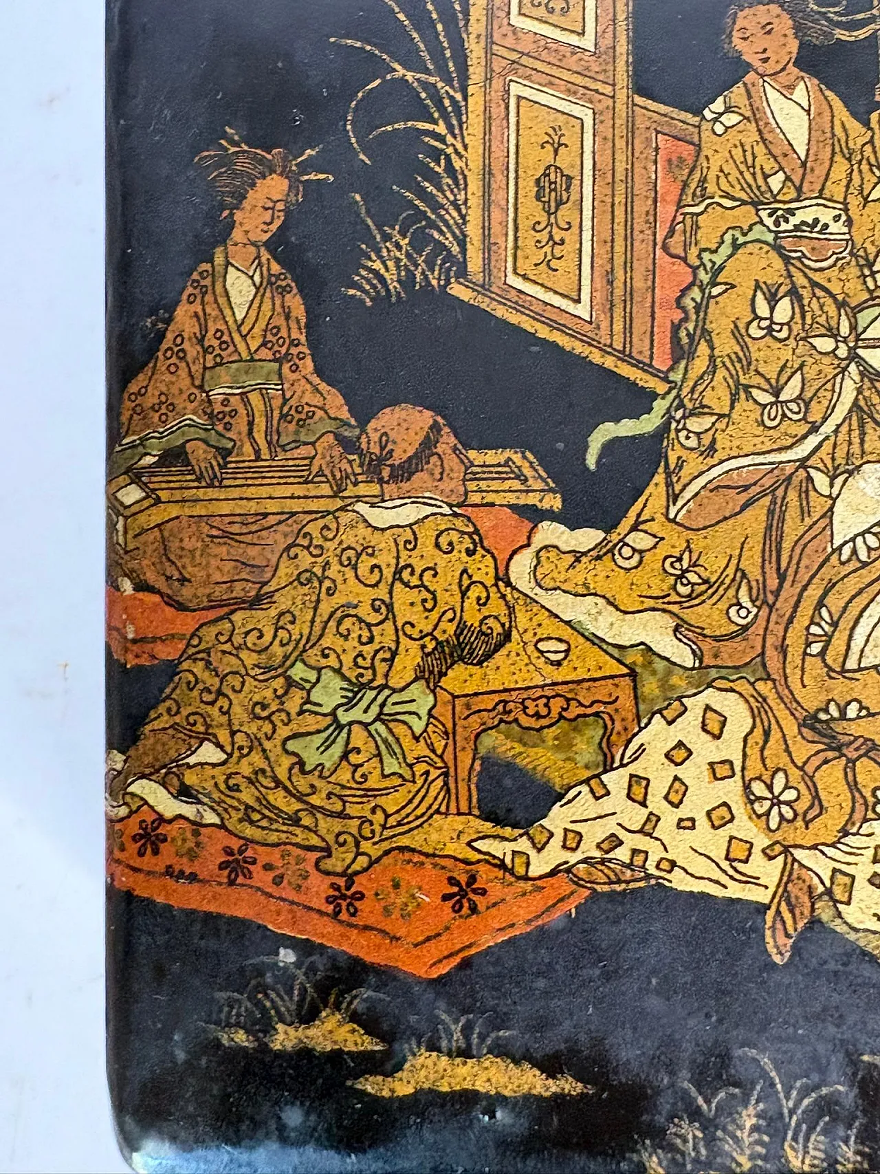 Scatola in cartapesta con decorazioni dipinte a mano, '800 11