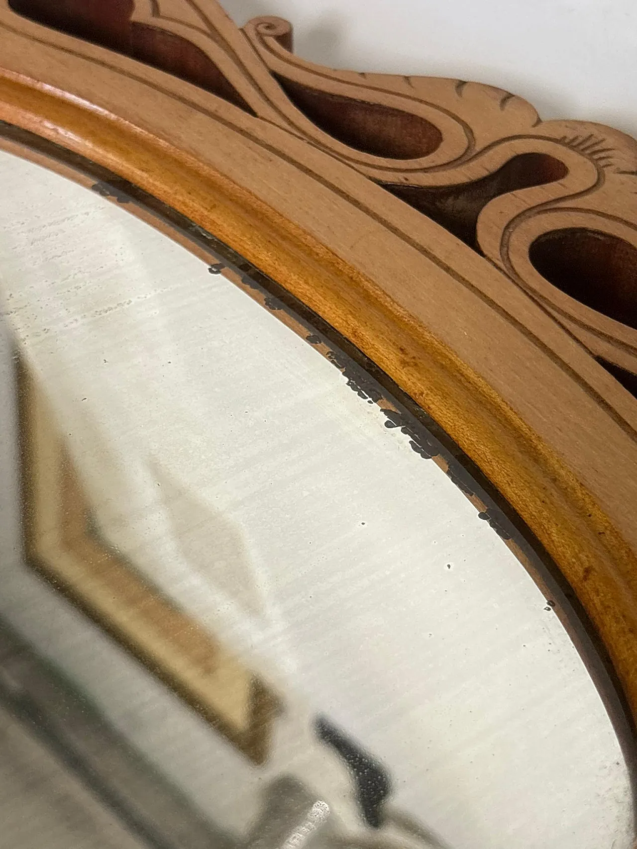Specchio da tavolo in legno beige, anni '20 18