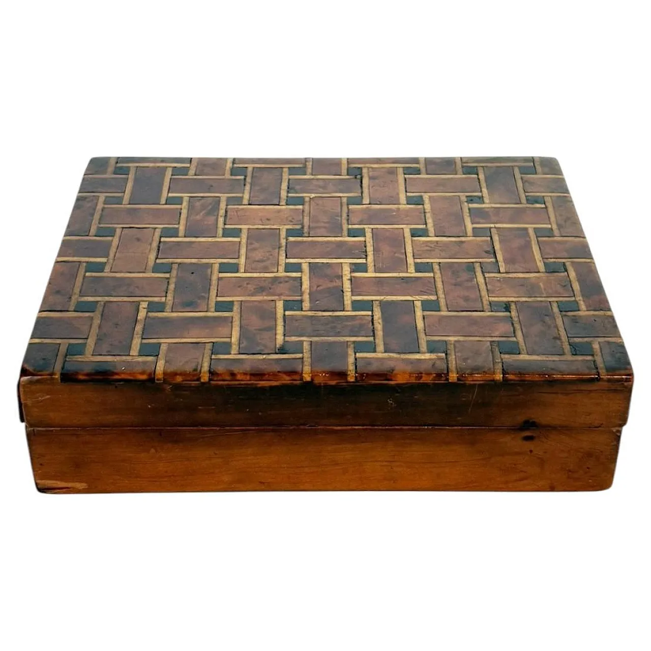 Scatola di legno con decorazioni geometriche, anni '40 1