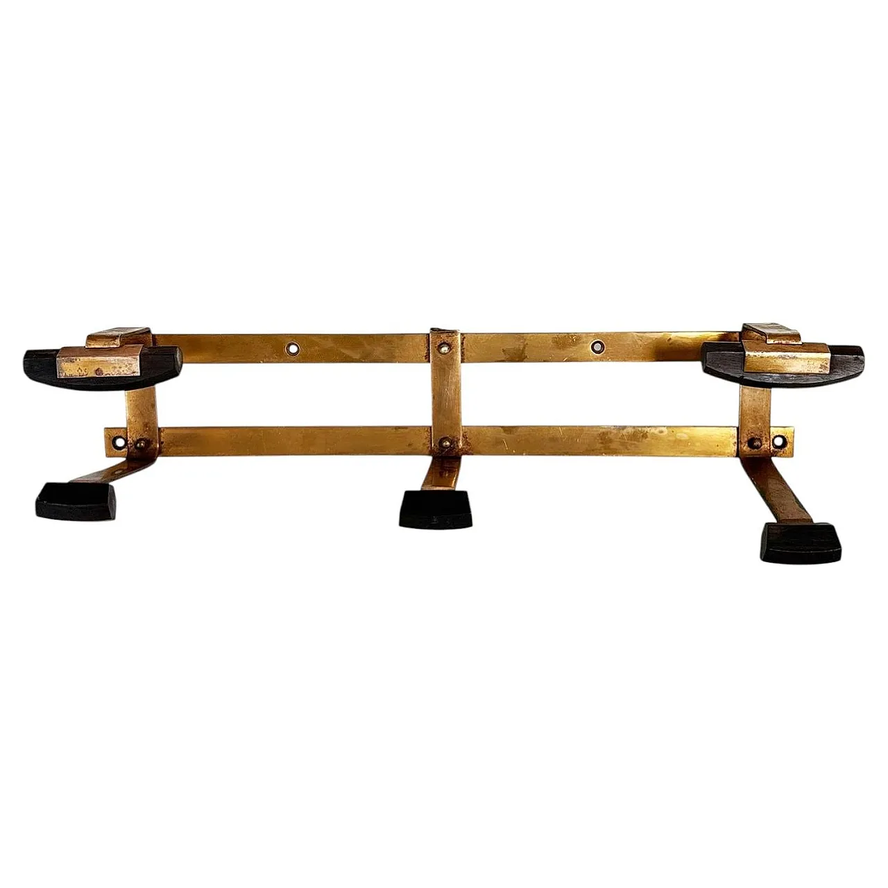 Appendiabiti in rame e legno, '800 1