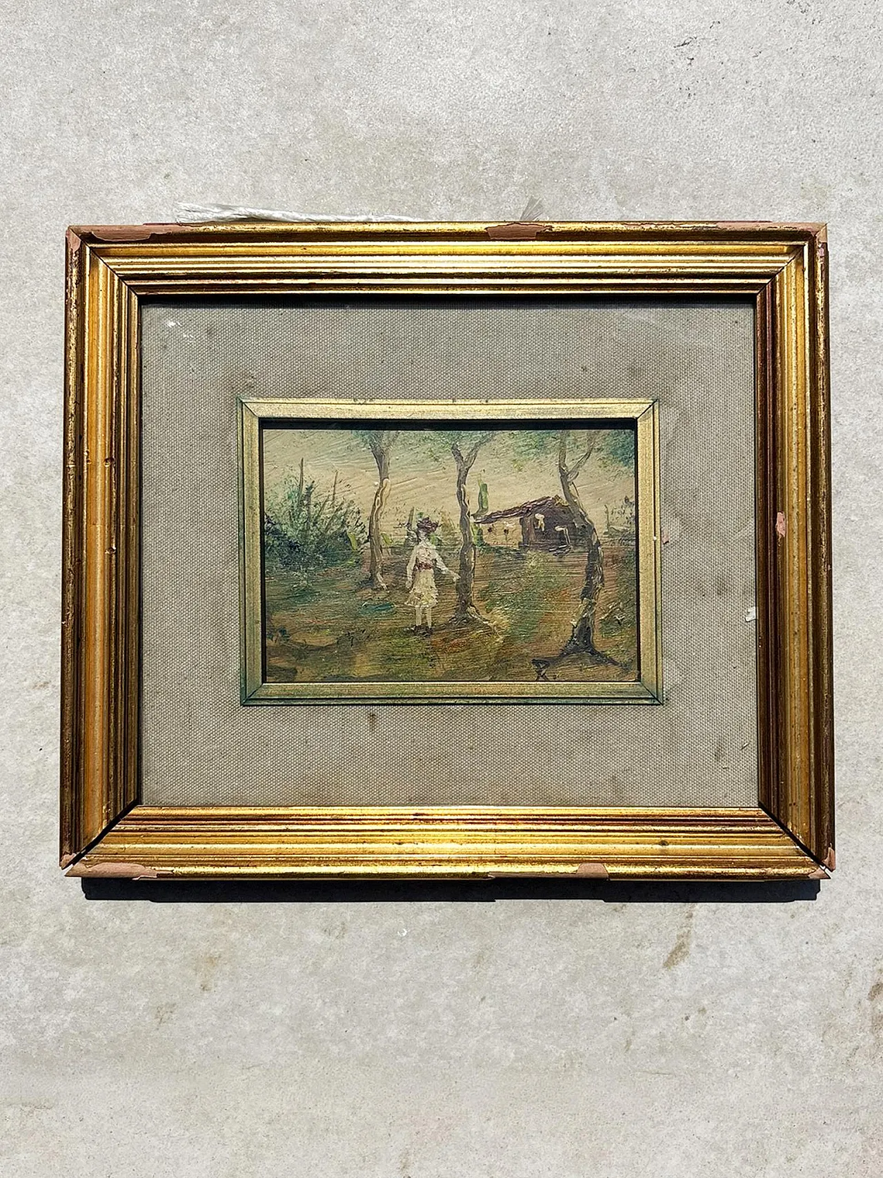 Dipinto di donna in un paesaggio, primo '900 2