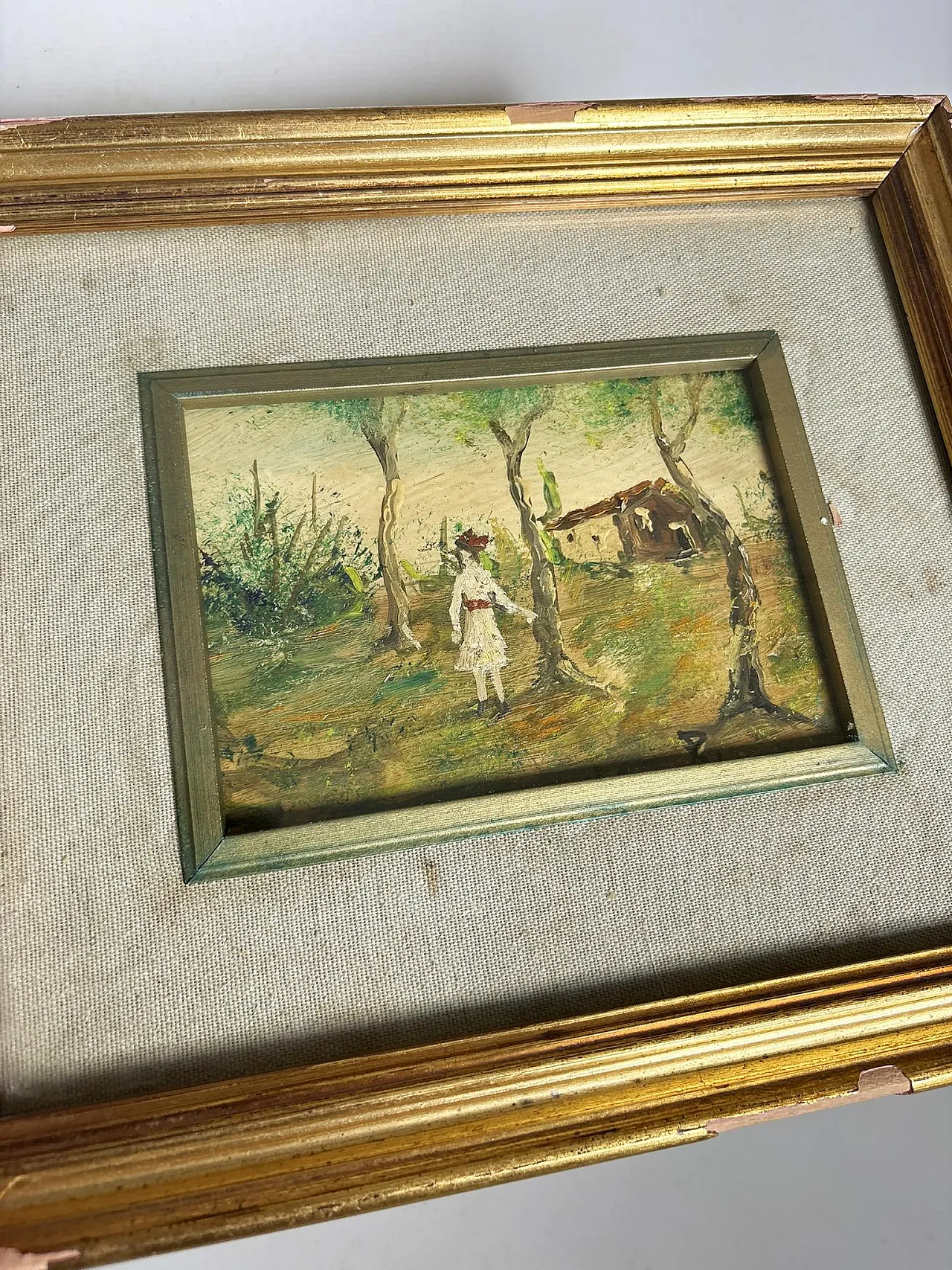 Dipinto di donna in un paesaggio, primo '900 3