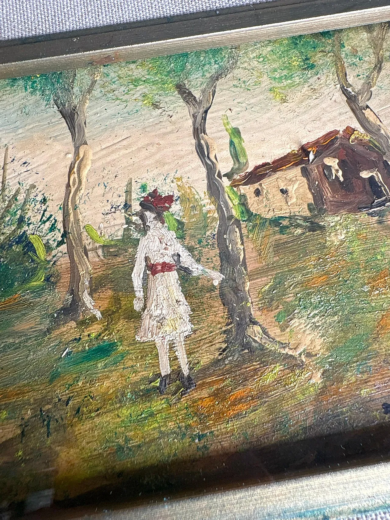 Dipinto di donna in un paesaggio, primo '900 5