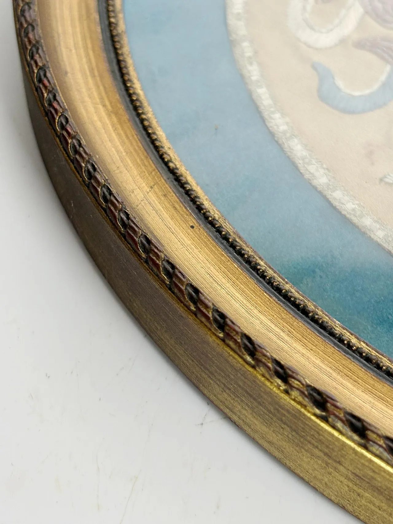 Silk embroidery artwork in a gilt frame, 19th century 7
