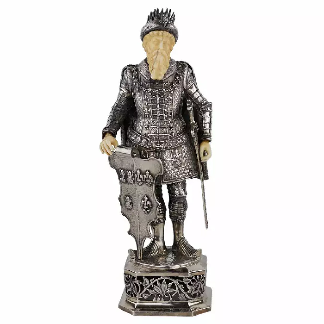 Coppia di figure di cavalieri in argento da gabinetto, '800 2
