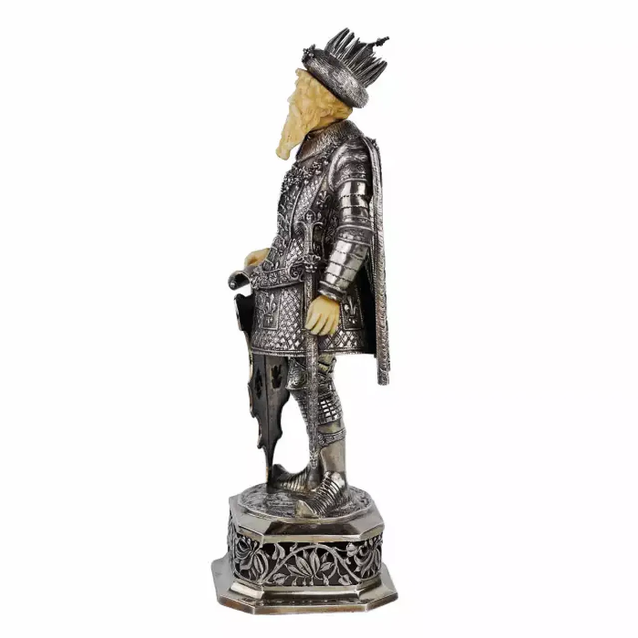 Coppia di figure di cavalieri in argento da gabinetto, '800 3