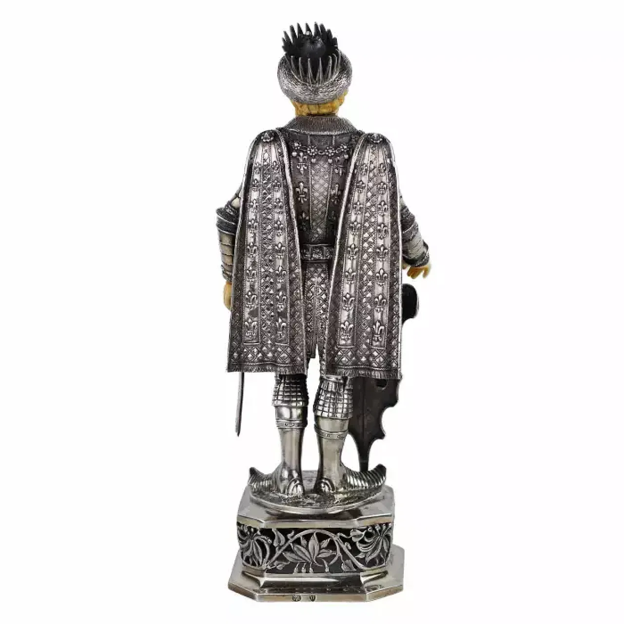 Coppia di figure di cavalieri in argento da gabinetto, '800 4