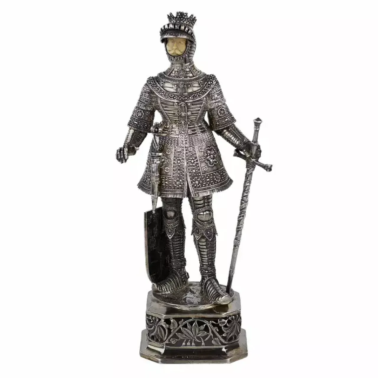 Coppia di figure di cavalieri in argento da gabinetto, '800 7