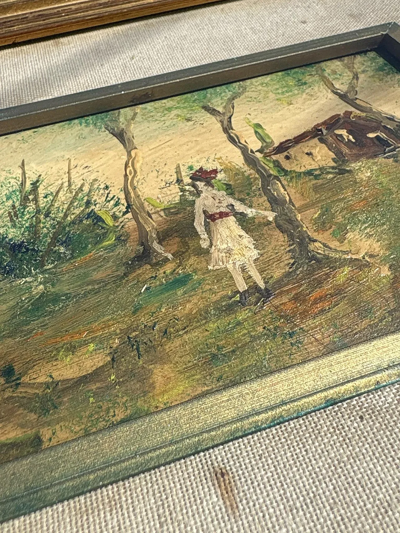 Dipinto di donna in un paesaggio, primo '900 12
