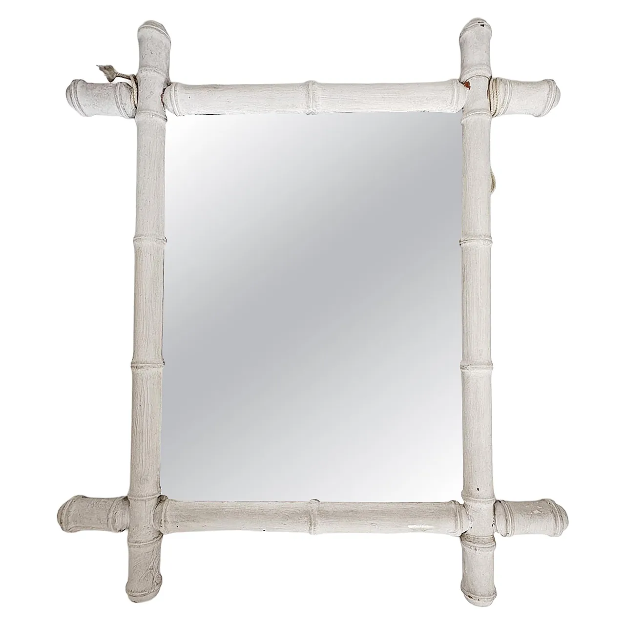 Specchio in bambù bianco, anni '30 1