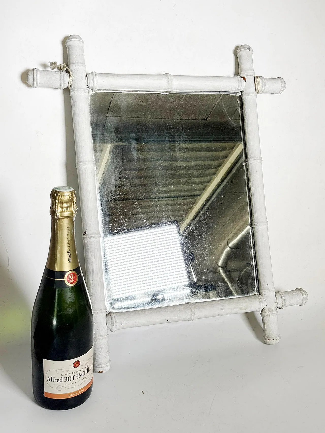 Specchio in bambù bianco, anni '30 3