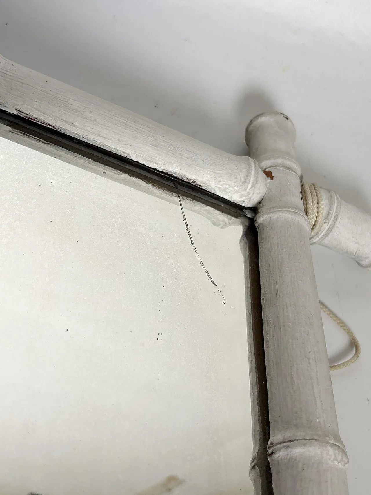 Specchio in bambù bianco, anni '30 4